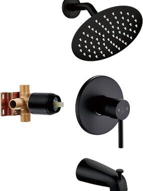 Black Shower Head & Faucet Set